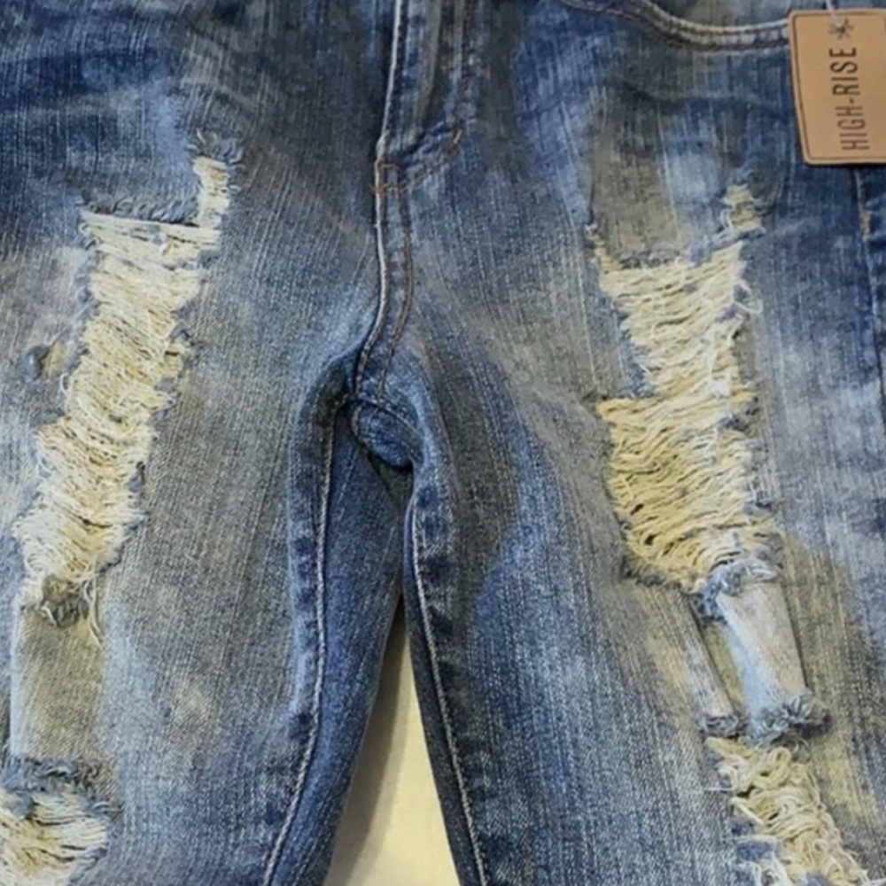 Mudd Blue Wash High Rise Distressed Skinny Jeans NWT - Picture 6 of 8